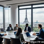Home 21 AI 개발의 문제 해결 방법 - A sophisticated office scene in Paris featuring a diverse team of AI developers and ethicists gather...