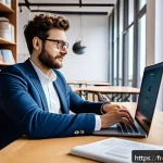 Home 18 인공지능 개발자 연봉 상승 방법 - A professional French AI engineer in a modern Parisian co-working space, dressed in smart casual att...