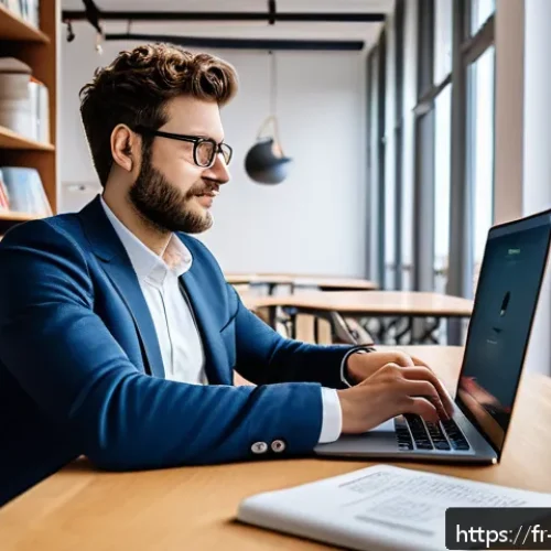Home 30 인공지능 개발자 연봉 상승 방법 - A professional French AI engineer in a modern Parisian co-working space, dressed in smart casual att...